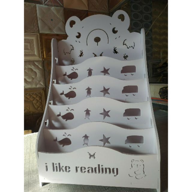 Kệ sách hình gấu 2 cho bé full bộ kèm vít bắt