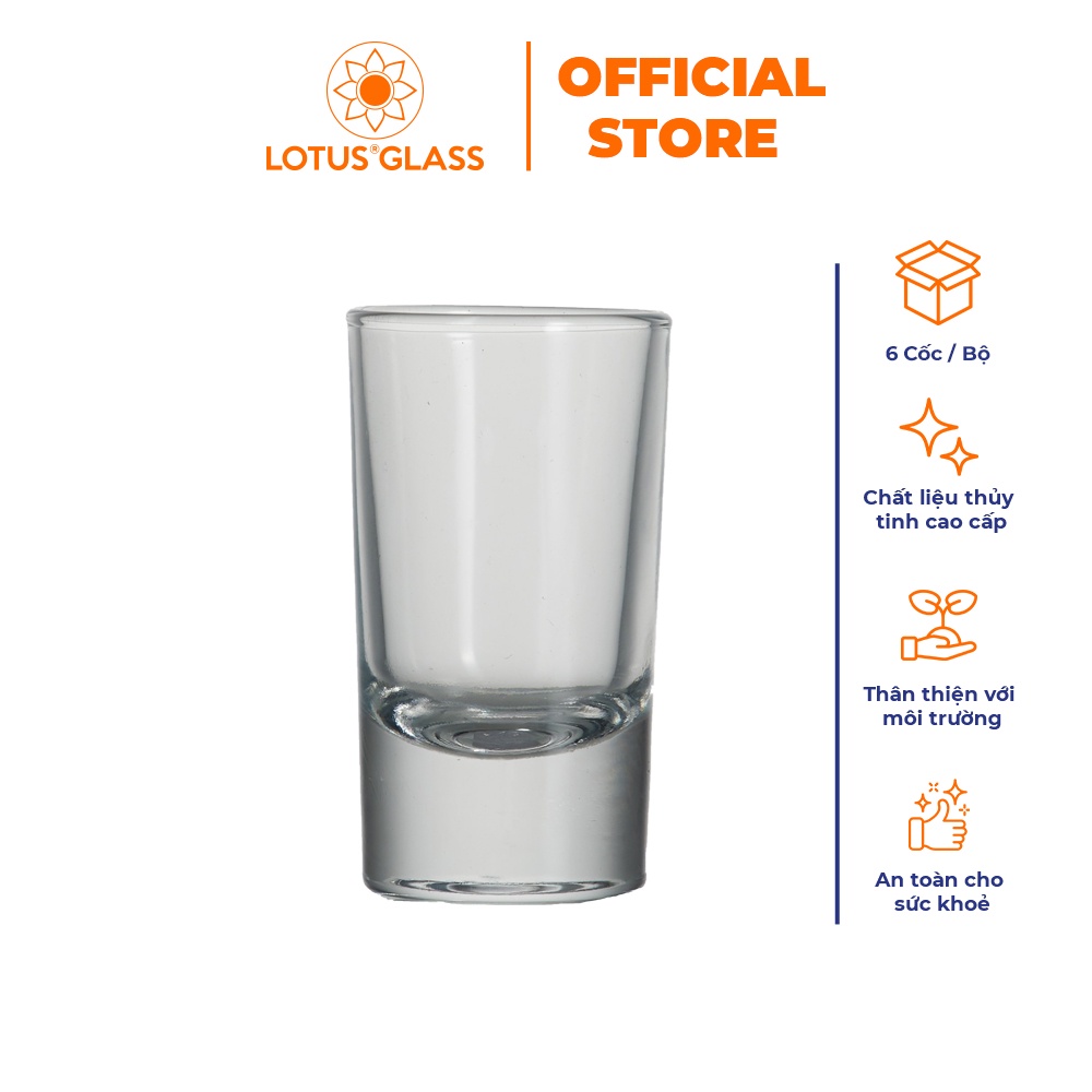 Bộ 6 cốc rượu dáng trụ thủy tinh LOTUS GLASS VTC17S trong suốt cao cấp, an toàn