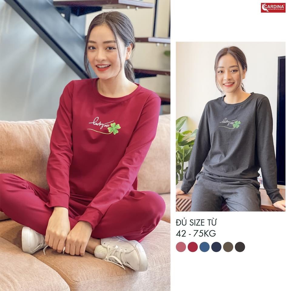 Đồ bộ mặc nhà 𝐂𝐀𝐑𝐃𝐈𝐍𝐀, Bộ quần dài, Áo Dài tay vải Cotton Cao Cấp Tôn Vóc Dáng Thể Thao, Năng động, Trẻ Trung