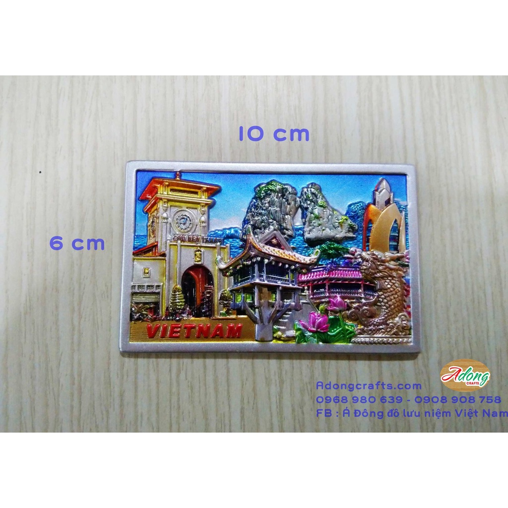Magnet kim loại 2 D nổi cảnh địa danh Việt Nam -Hít nam châm trang trí tủ lạnh  quà tặng lưu niệm Việt Nam