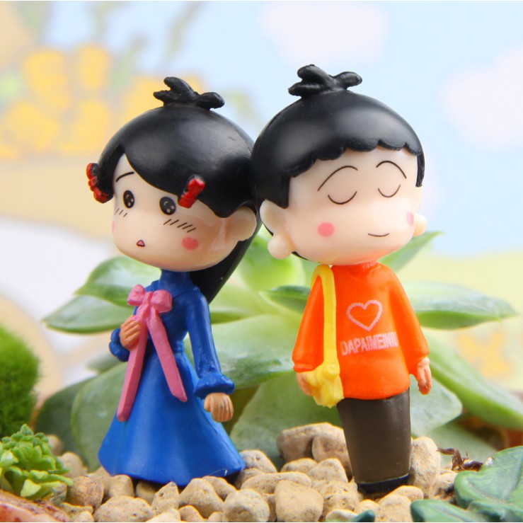 Combo 04 mô hình bé Maruko cho các bạn trang trí tiểu cảnh, terrarium, DIY