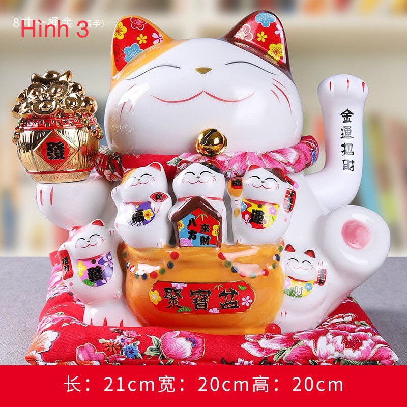 [Big Sale] Mèo Thần Tài Sứ , Mèo May Mắn Maneki Neko cao 18cm . Vẩy Tay Gọi Khách BÁT PHƯƠNG KHAI TÀI | BigBuy360 - bigbuy360.vn