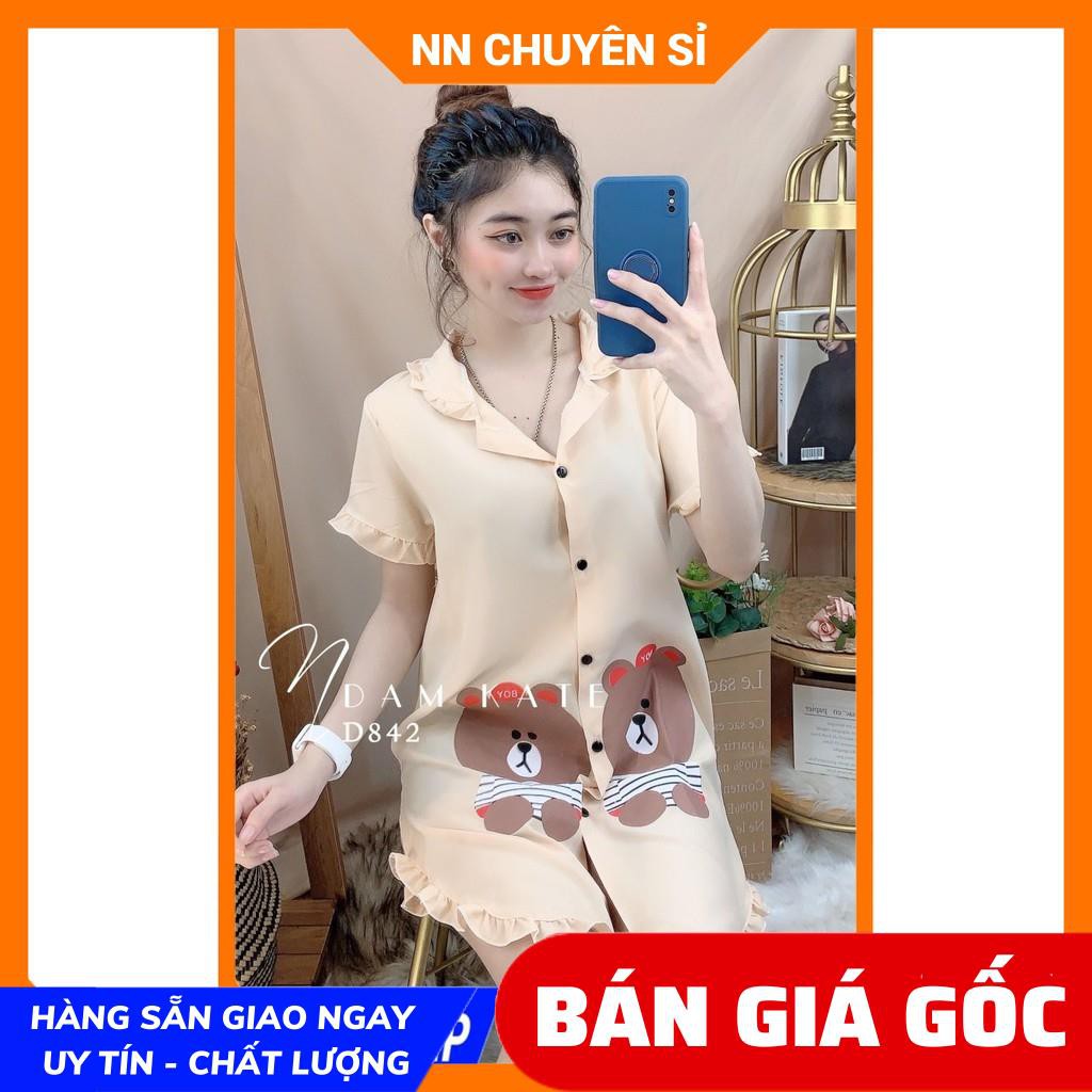 Đầm nữ Đầm nữ dài Vải kate mềm mịn mát in hoạt hình hoa tiết dễ thương