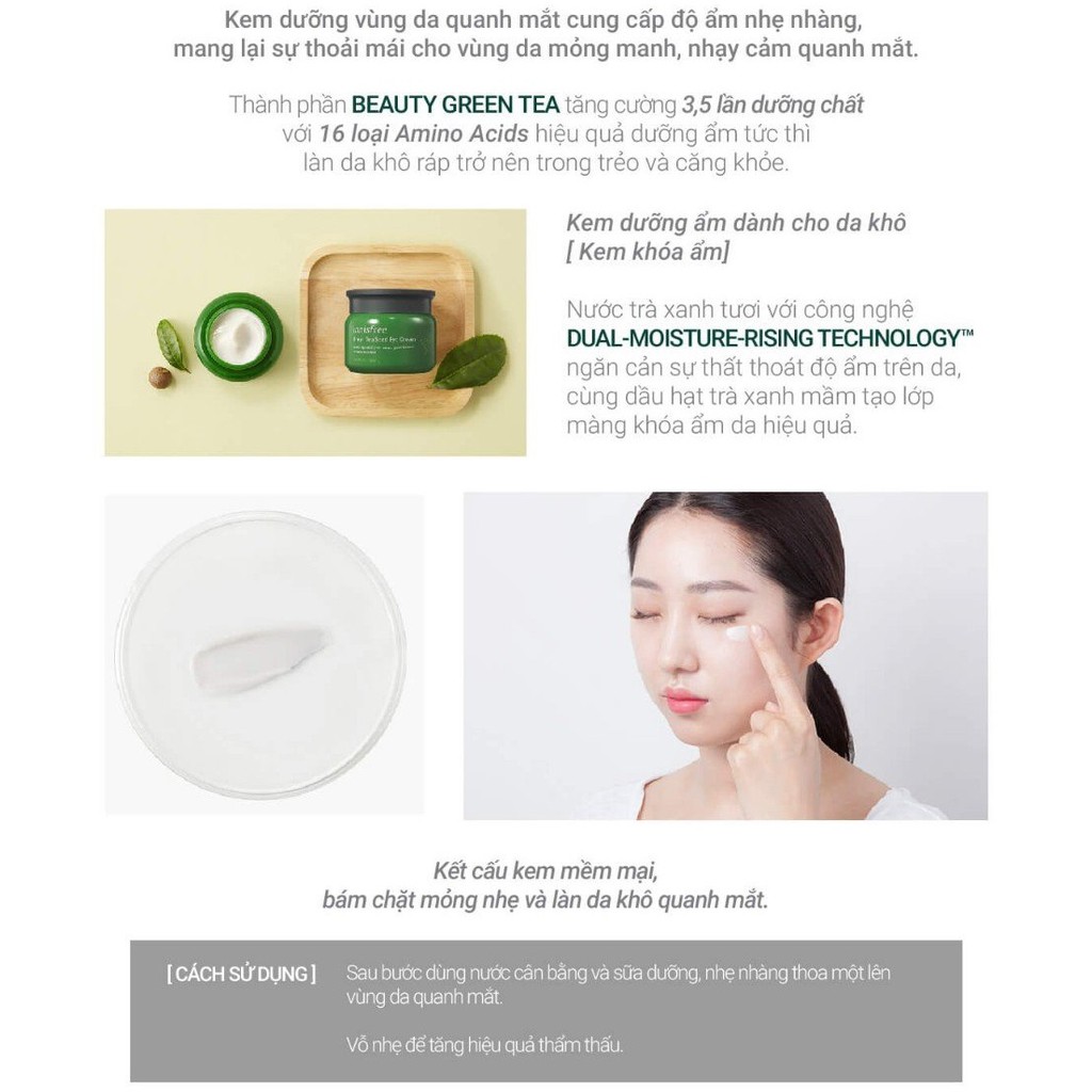 Kem Dưỡng Mắt Chiết Xuất Trà Xanh Innisfree Green Tea Seed Eye Cream 30ml