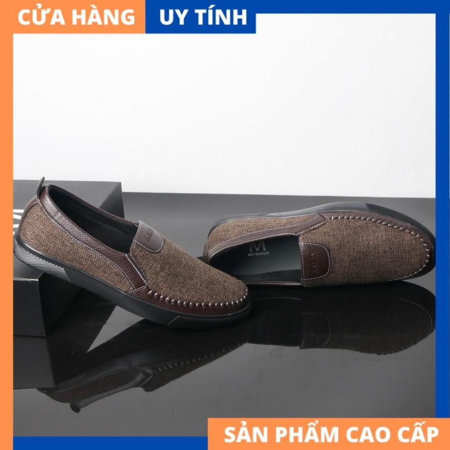 Giày lười vải nam thân nâu đế đen VP214 GấuNâu [HÀNG CAO CẤP] | WebRaoVat - webraovat.net.vn