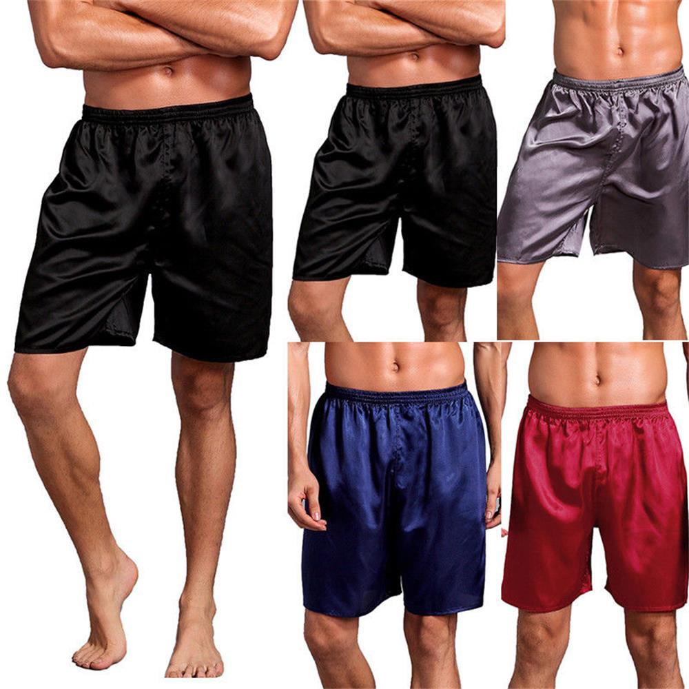 💎OKDEALS💎 New Loungewear Pure Color Robes Satin Silk Sleepwear Pajama Homewear Fashion Gift Men Underwear Shorts/Multicolor