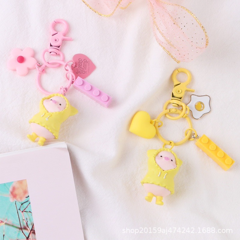 Mới Móc Khóa Hình Heo Mặc Áo Mưa Xinh Xắn