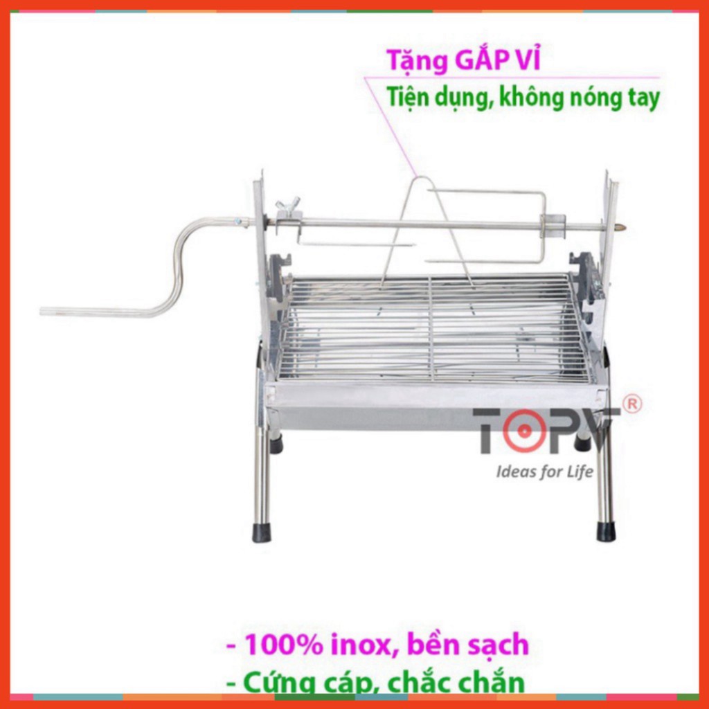 Bếp nướng than hoa ngoài trời 2 in 1 TopV DNS, lò nướng than hoa không khói, nướng thịt, nướng gà vịt