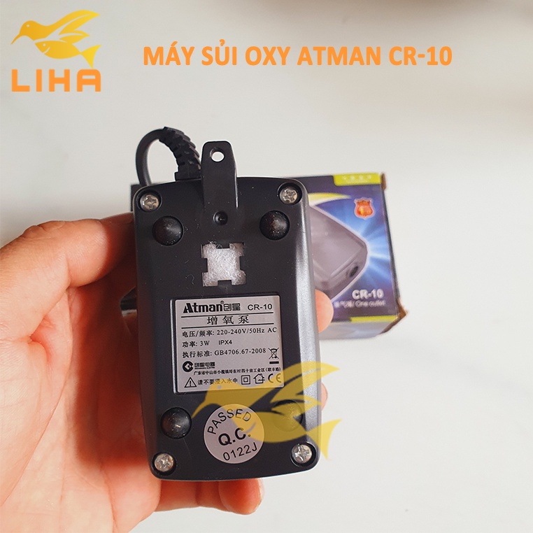 Máy Sủi Oxy Atman CR10 (3W-1.2L/Phút) - Máy Oxi Siêu Êm Cho Bể Cá Cảnh