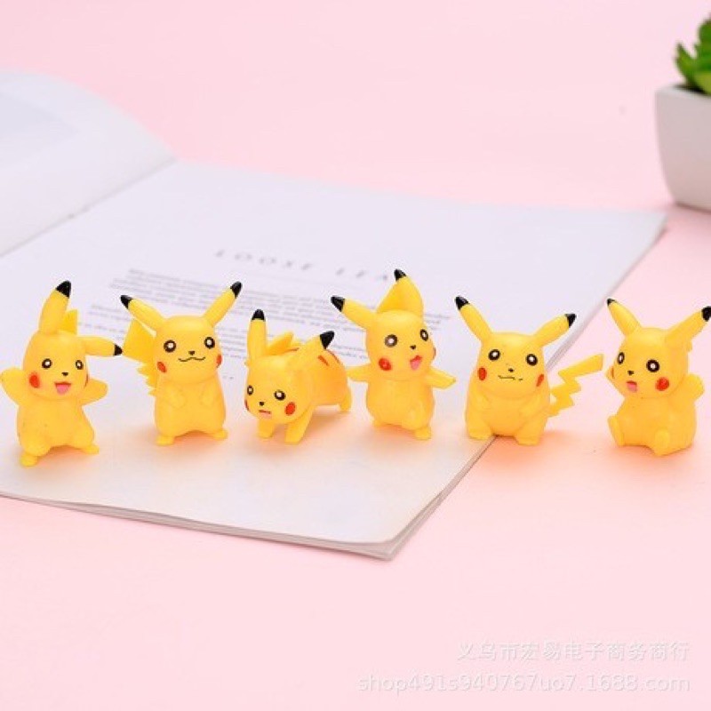Bộ 6 pikachu trang trí bánh kem, bánh sinh nhật