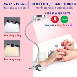 Đèn LED đế kẹp bàn 2 màu ánh sáng làm nail nối mi phun xăm