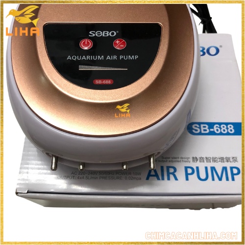 Máy Sủi Oxy 4 Vòi Siêu Êm Sobo SB-688 (10W - 4x4.5Lít/Phút) - Máy Oxy Không Ồn Cho Hồ Cá