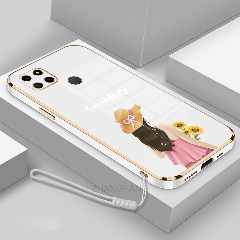 ốp lưng Realme c21y c25y c21 Ốp Điện Thoại TPU Silicon Viền Mạ Màu Hình Cô Gái Xinh Đẹp Cho Realme c21y c25y c21