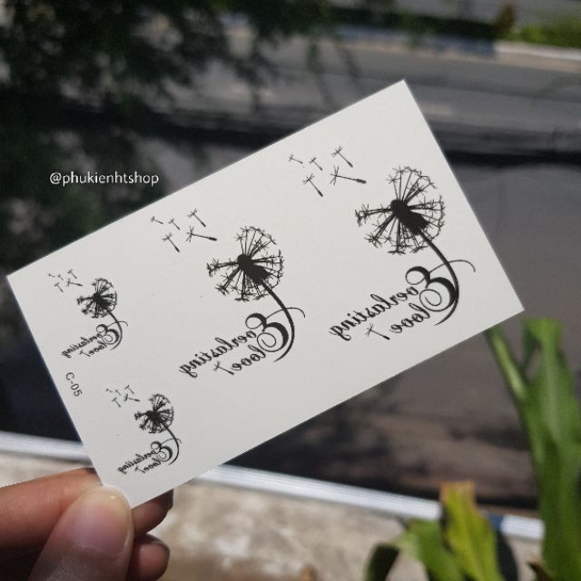 Hình xăm bồ công anh c05.Xăm dán tatoo mini tạm thời, size &lt;10x6cm