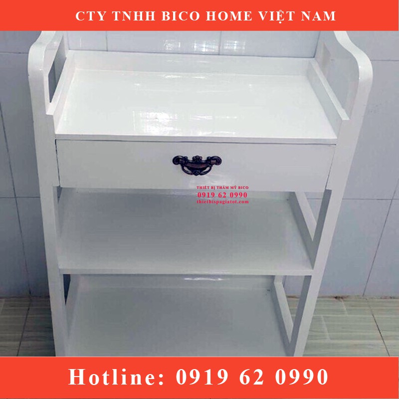 Xe Đẩy Đồ 3 Tầng Chất Liệu Gỗ Dung Trong Spa  -Thiết Bị Spa BICO