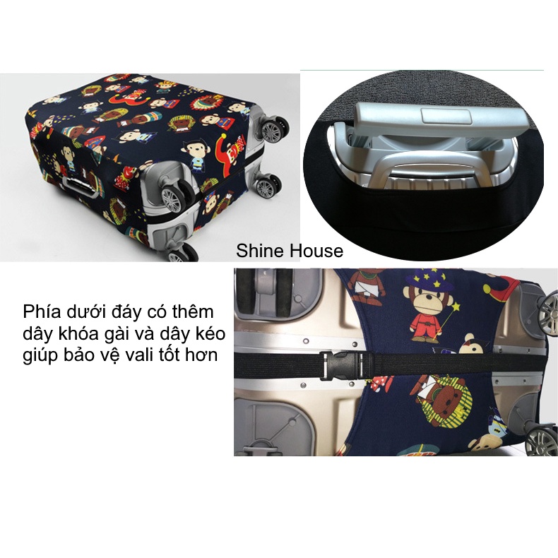 Túi Bọc Áo Trùm Bảo Vệ Vali Nhiều Hình Cute Dành Cho Nhiều Size Vali - Shine House