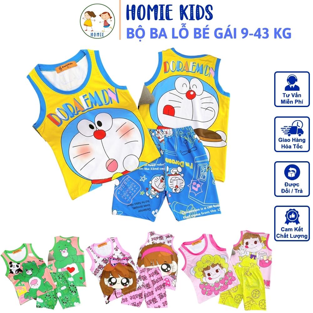 Đồ Bộ Ba Lỗ Bé Gái 9-43 Kg Set Quần Lửng Áo 3 Lỗ Thun Lạnh 3D Trẻ Em Mềm Mịn Mát In Hoạt Hình Hot Trend Homie Kids