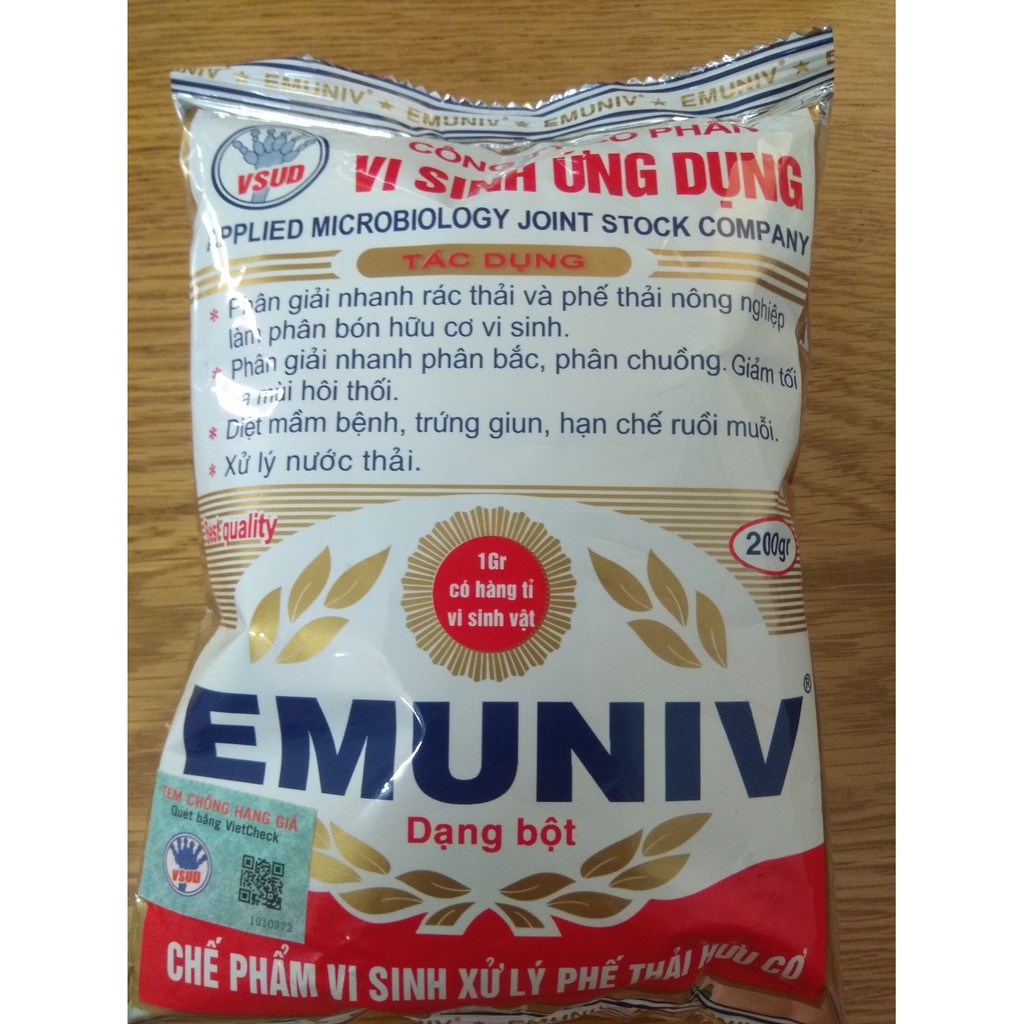 Chế phẩm vi sinh xử lý phế thải hữu cơ EMUNIV - GÓI 200 gram