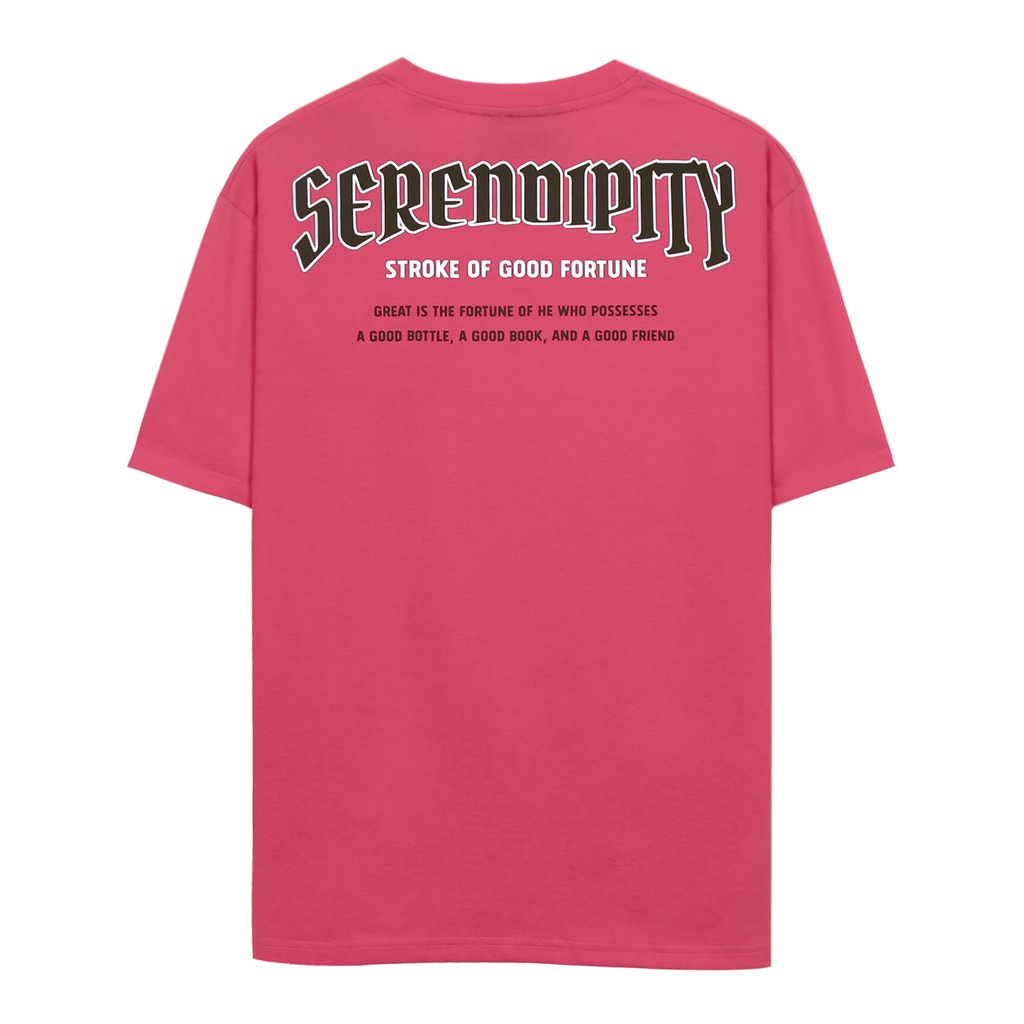 Áo Thun Serendipity Màu Hồng Tươi In Hình Chất Liệu 100% Cotton Thoáng Mát Form Rộng Thoải Mái