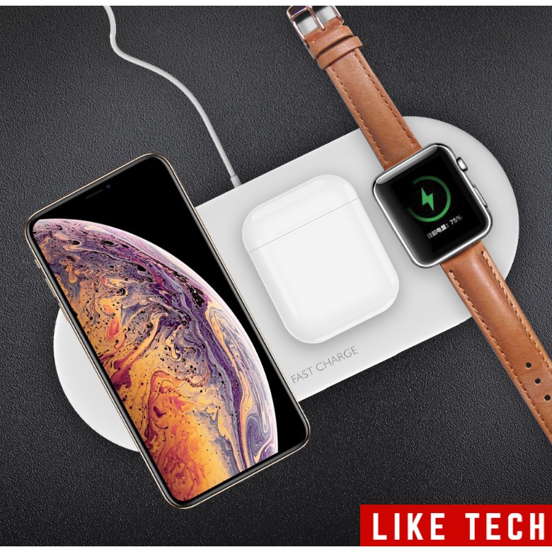 Sạc Không Dây 3 in 1 Hỗ Trợ Sạc Nhanh cho Iphone - Airpods - iWatch - Điện Thoại Huawei - Điện Thoại SamSung - Xiaomi