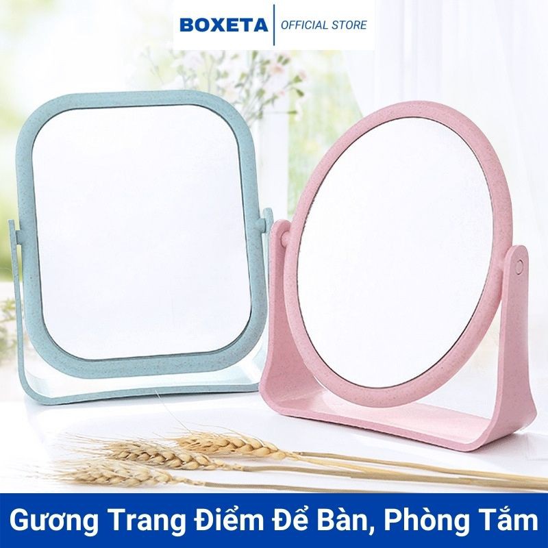 Gương để bàn trang điểm, gương mini soi di động để nhà tắm - kiếng tròn và vuông 2 mặt cao cấp