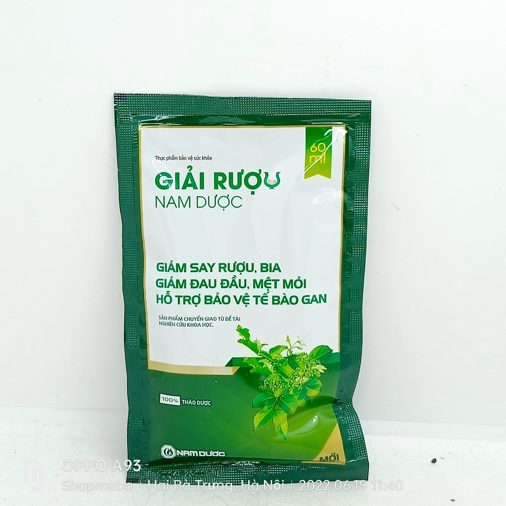 Nước giải rượu Nam Dược túi 60ml giảm say, giảm triệu chứng khó chịu, tăng cường chức năng giải độc bảo vệ gan