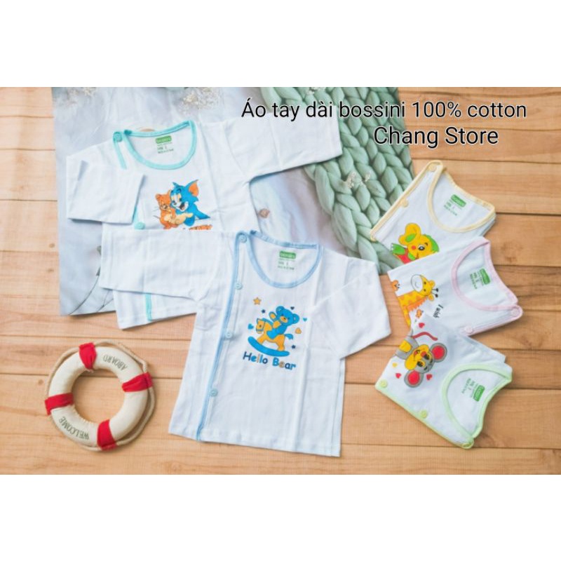 ÁO TAY DÀI / TAY NGẮN BOSSINI 100% COTTON cho bé sơ sinh 3-8kg