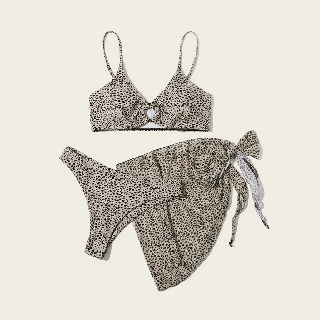 Bộ Bikini Cột Dây + Khăn Quấn Xẻ Cao Quyến Rũ Cho Nữ