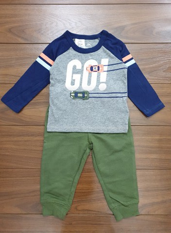 Bộ BT Carter's xám xanh chữ GO