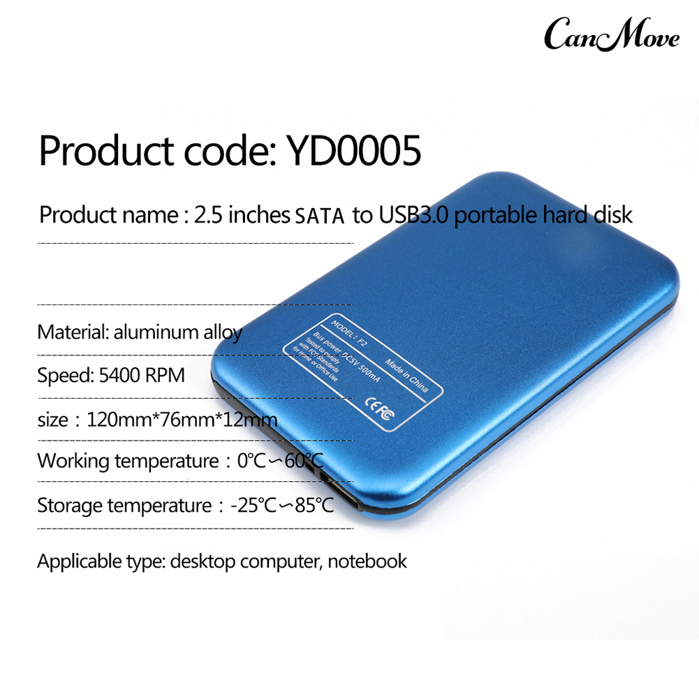 Ổ Cứng Ngoài Canmove 500gb / 1t / 2t 2.5inch Sata Sang Usb 3.0 Hdd Ssd