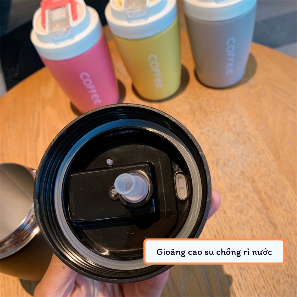 [Mã LIFE1511A giảm 10% đơn 50K] Cốc giữ nhiệt coffee có ống hút, ly giữ nhiệt inox 304 cao cấp tiện lợi kèm 2 đầu uống