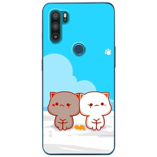 Ốp lưng Vsmart Active 3 in hình Mèo mập nền xanh