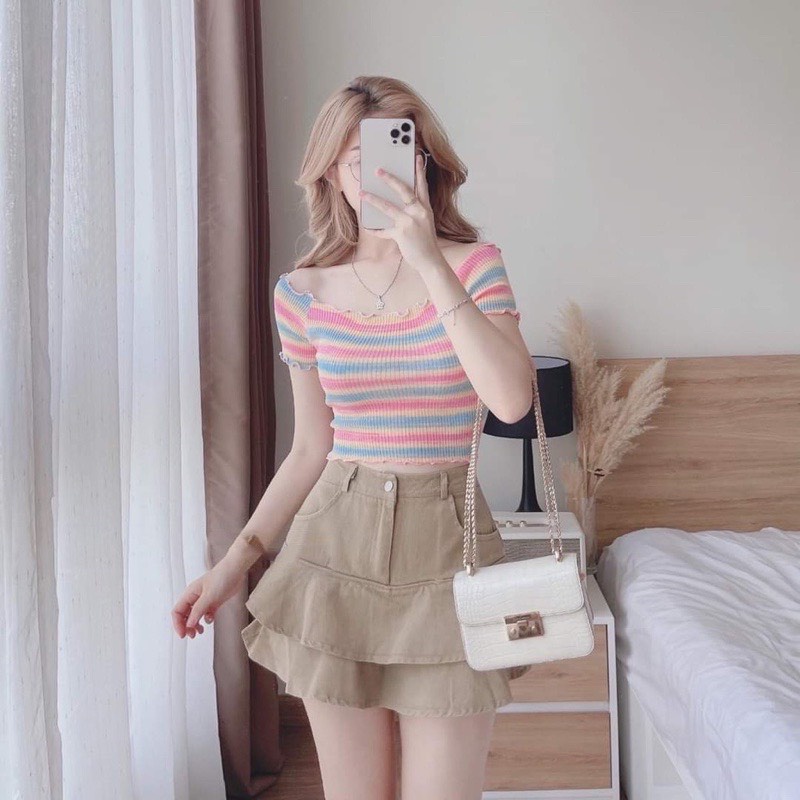 Chân Váy Kaki Tầng Dán Xòe Bigsize Quỳnh Anh Từ 50kg Đến 100kg (M/L/XL/XXL)