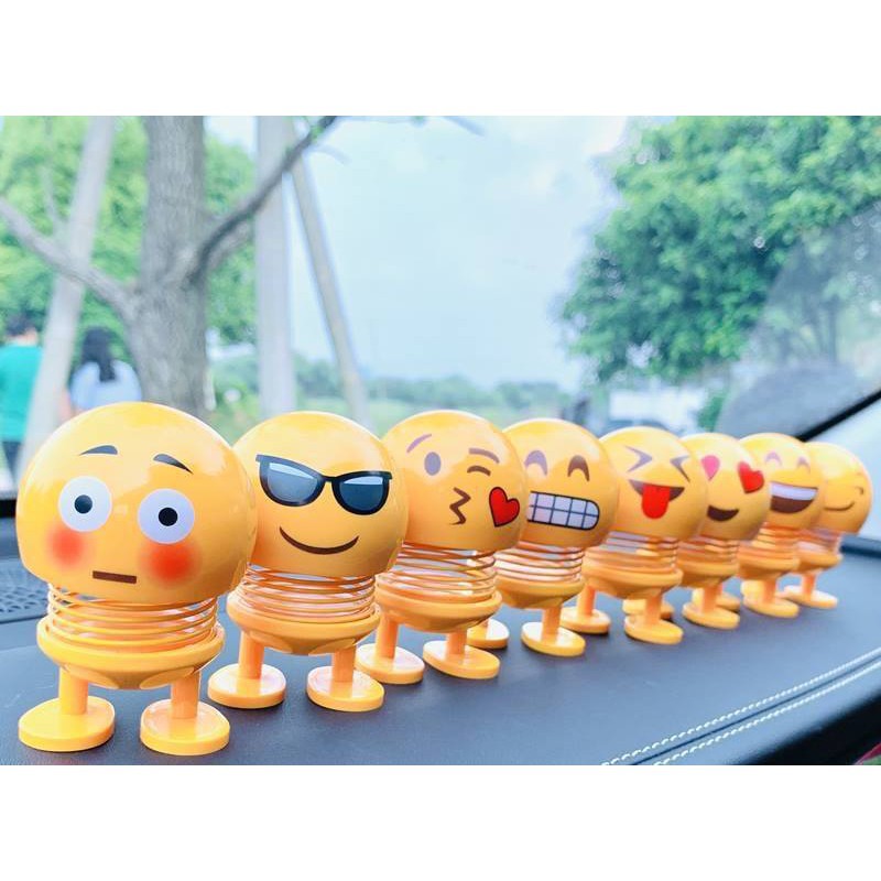 Thú nhún emoji Có Đèn Led, Trang Trí Xe Hơi, Bàn Làm Việc [Hàng Cao Cấp]