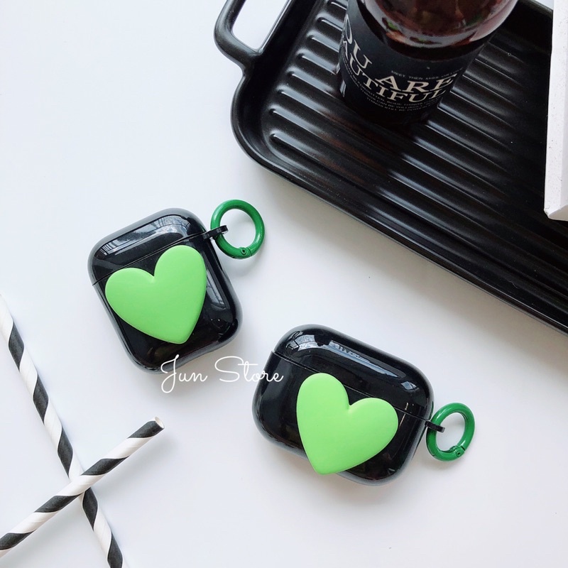 Ốp tai nghe silicon trái tim đủ dòng máy kèm móc
