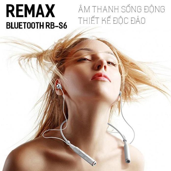 HOT Tai nghe Bluetooth Remax RB-S6 / Remax S6 thể thao choàng cổ có 2 đầu hít nam châm