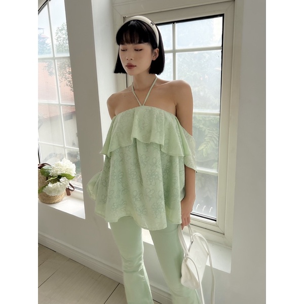 Beachclub-áo Babydoll cổ yếm