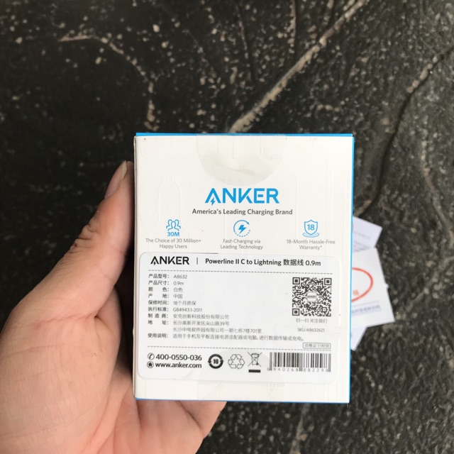 Cáp Anker PowerLine II C To L 0.9m Chính Hãng - A8632 (Bảo Hành 18T)