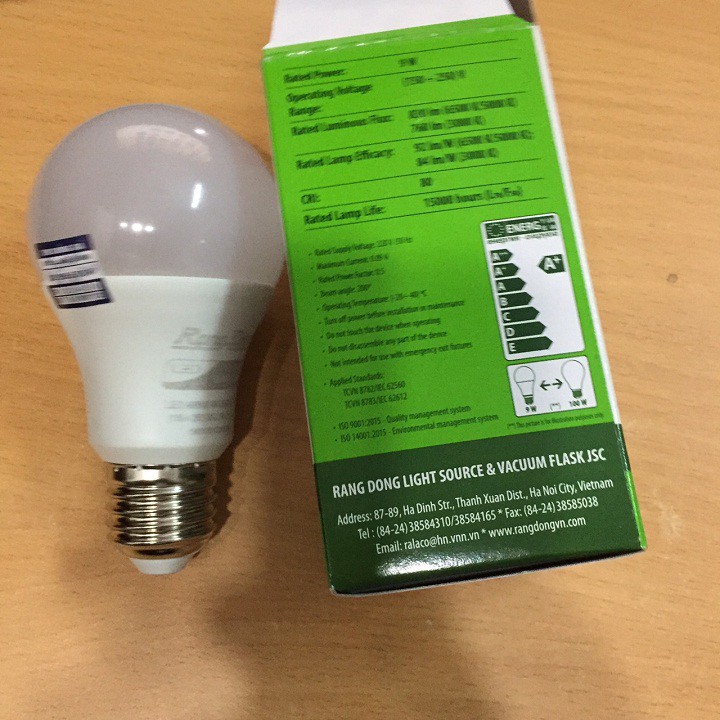 Bóng đèn Led Bulb 9W chính hãng Rạng Đông MODEL:A60N1-9W