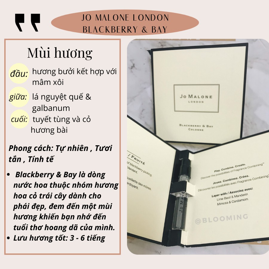 vial nước hoa jo malone blackberry & bay cologne
