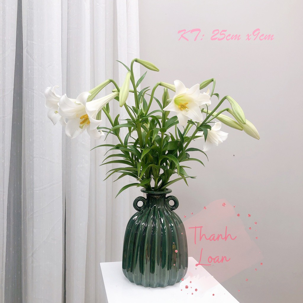 Lọ hoa đẹp cắm hoa loa kèn - Gốm sứ Bát Tràng cao cấp - Bình hoa decor Trang trí nhà cửa, phòng khách, phòng họp