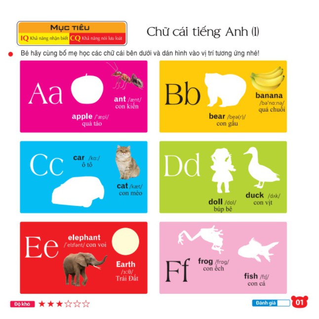 Sách - Bé làm quen với tiếng Anh (208 miếng dán hình thông minh - IQ-EQ-CQ) (tái bản)