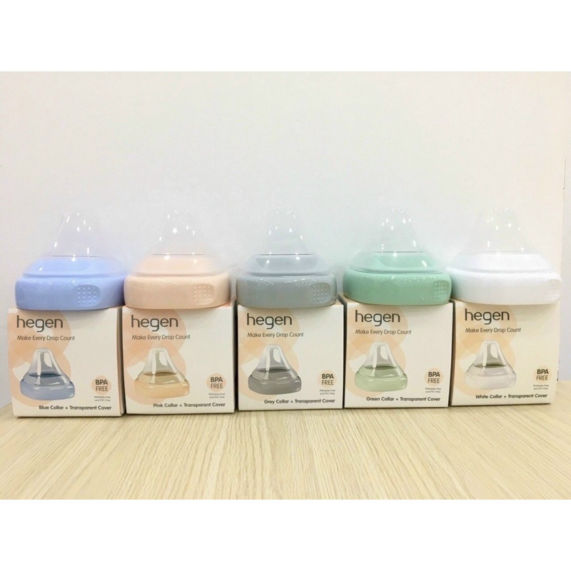 Bộ nắp và cổ nối bình sữa Hegen thay thế xanh/hồng/ghi