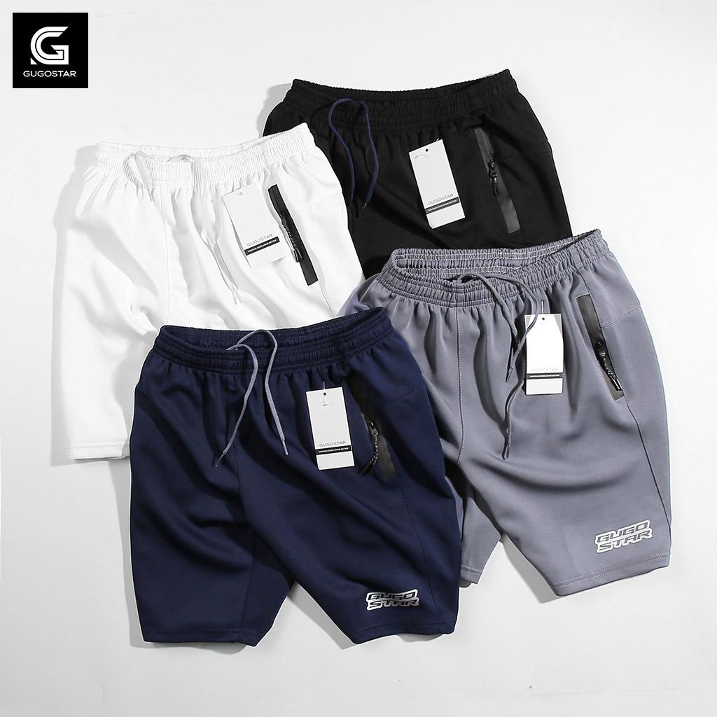 Quần Đùi Nam Thể Thao S03 GUGOSTAR, 3 Túi Khóa Kéo Chất Poly 2 Da, Co Giãn Tốt