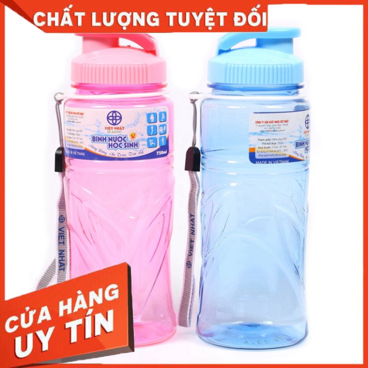 Bình nước học sinh, bình nước thể thao Việt Nhật 550-750-900ml giá rẻ. Màu ngẫu nhiên.