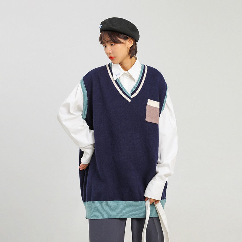 Áo Len Không Tay Dáng Rộng Phong Cách Hàn Quốc