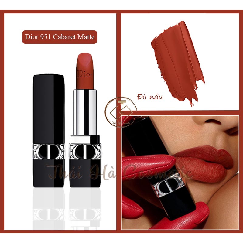 Son Dior 951 Couture Colour Floral Lip Care Long Wear màu Đỏ Nâu Cabaret Matte (Unbox)