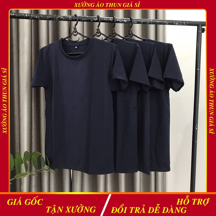 Áo Thun Nam | Áo Phông Trơn Cổ Tròn Màu Xanh Đen