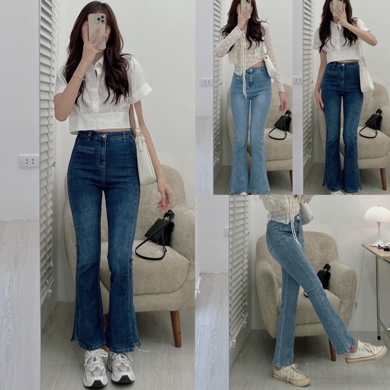 [Ảnh thật/Video]Quần ống loe li dọc thon dáng Quần ống loe chùm giày Hàn Quốc