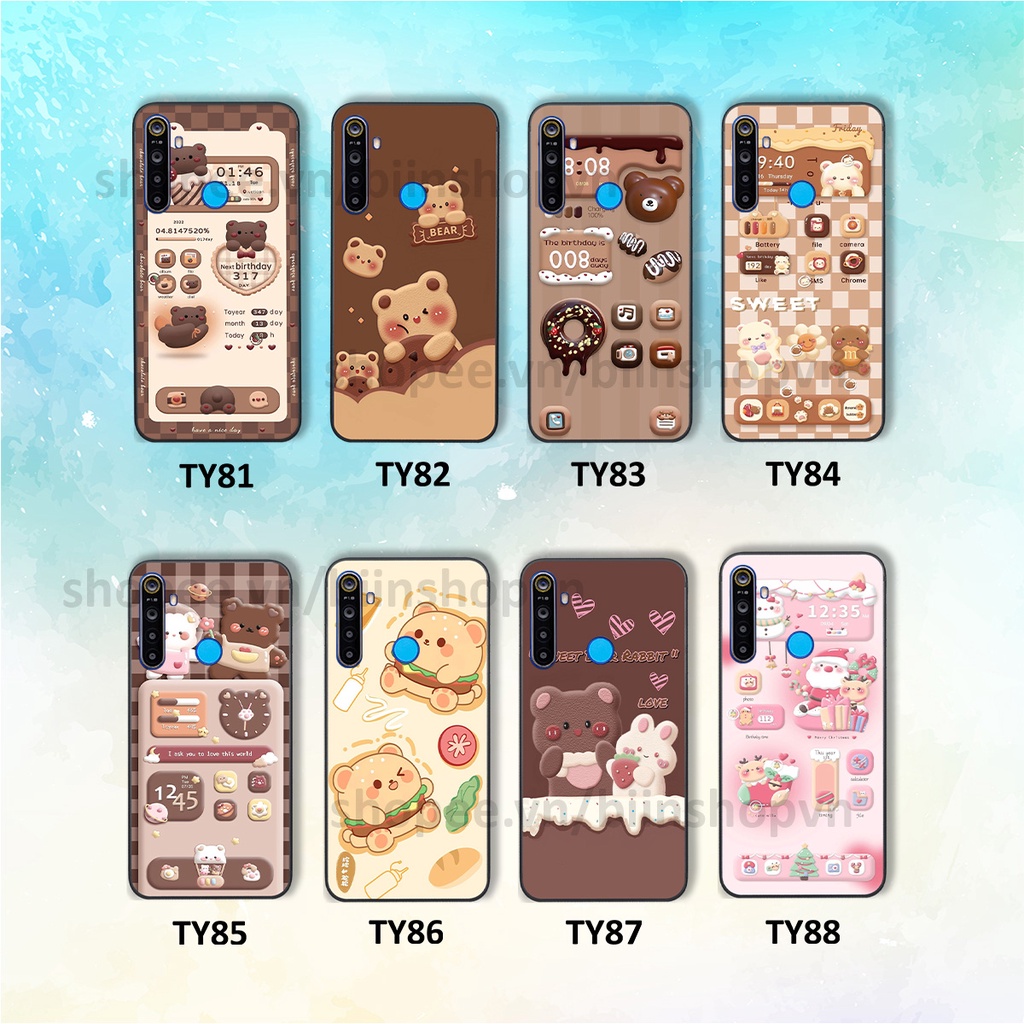 Ốp Realme 5 / 5 Pro / C3 in hình gấu chocolate kẹo ngọt siêu đẹp siêu xinh
